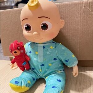 Cute Baby Doll with Red Bear - Blue Pajamas